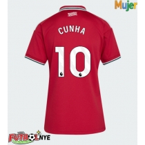 Camiseta Manchester United Matheus Cunha #10 Primera Equipación para mujer 2026-27 manga corta